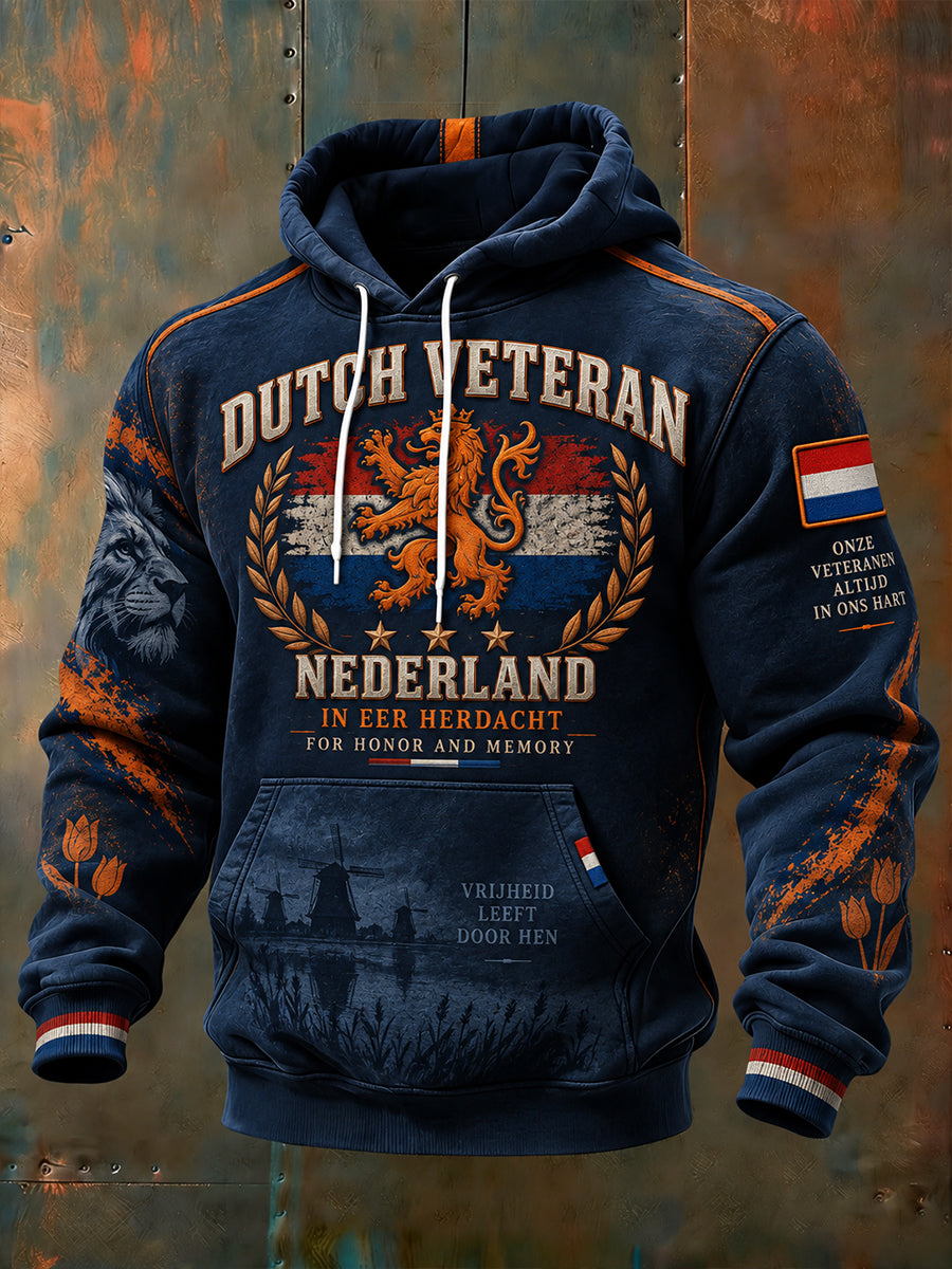 Herenhoodie met lange mouwen en grafische print ter herdenking van veteranen