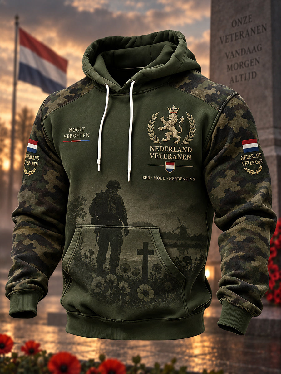 Heren Sweatshirt met lange mouwen en Veteran Memorial Graphic Print