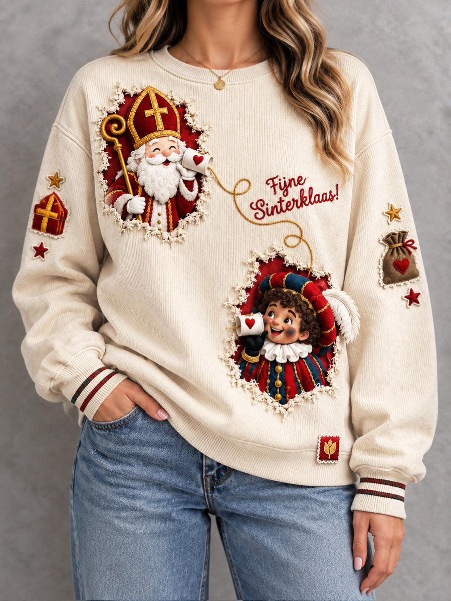 Dames Off-White Nederlands Sinterklaasfeest Leuke Print Casual Sweatshirt