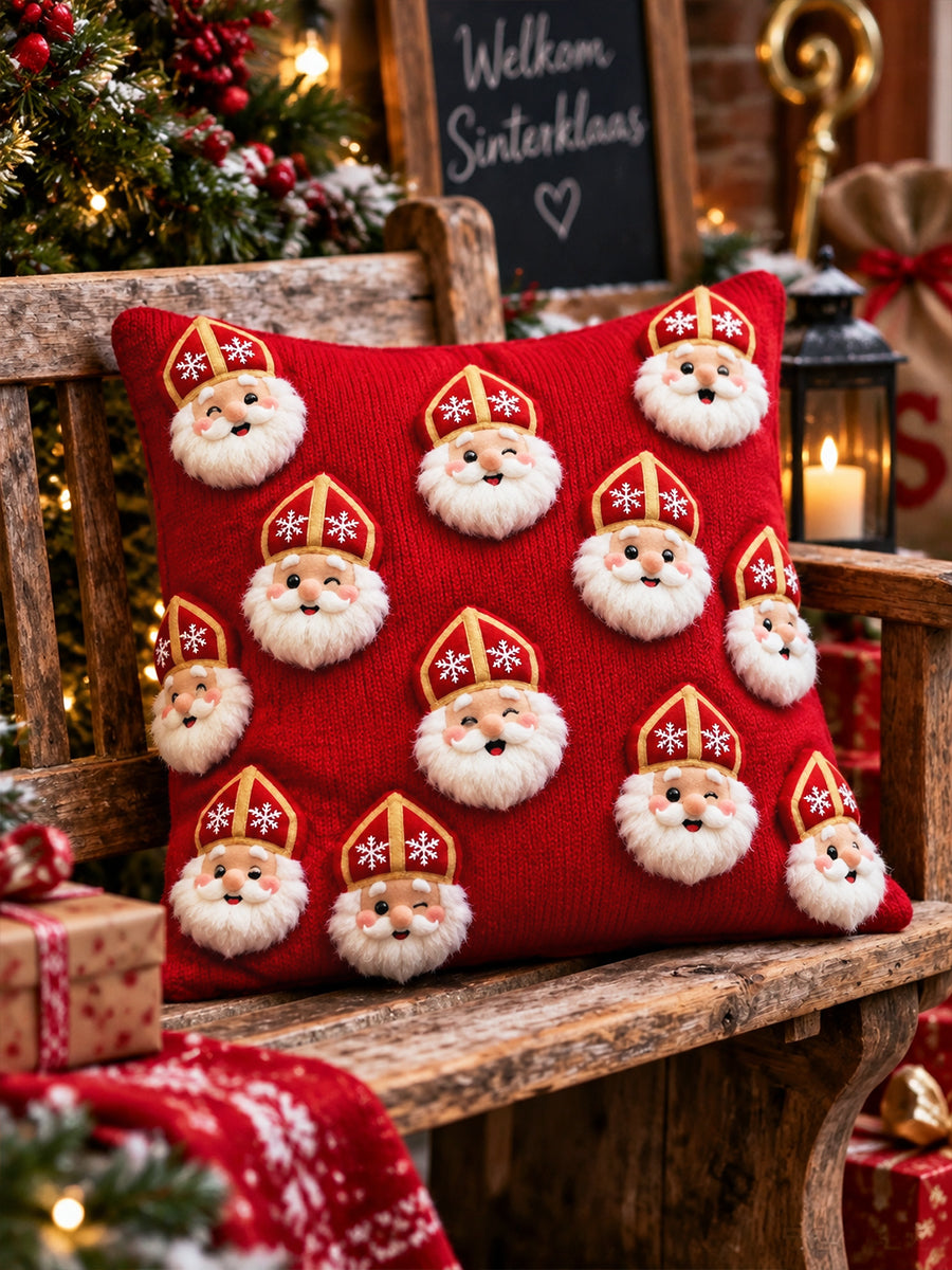 Rood Nederlands Sinterklaasdag Kussen met reliëf