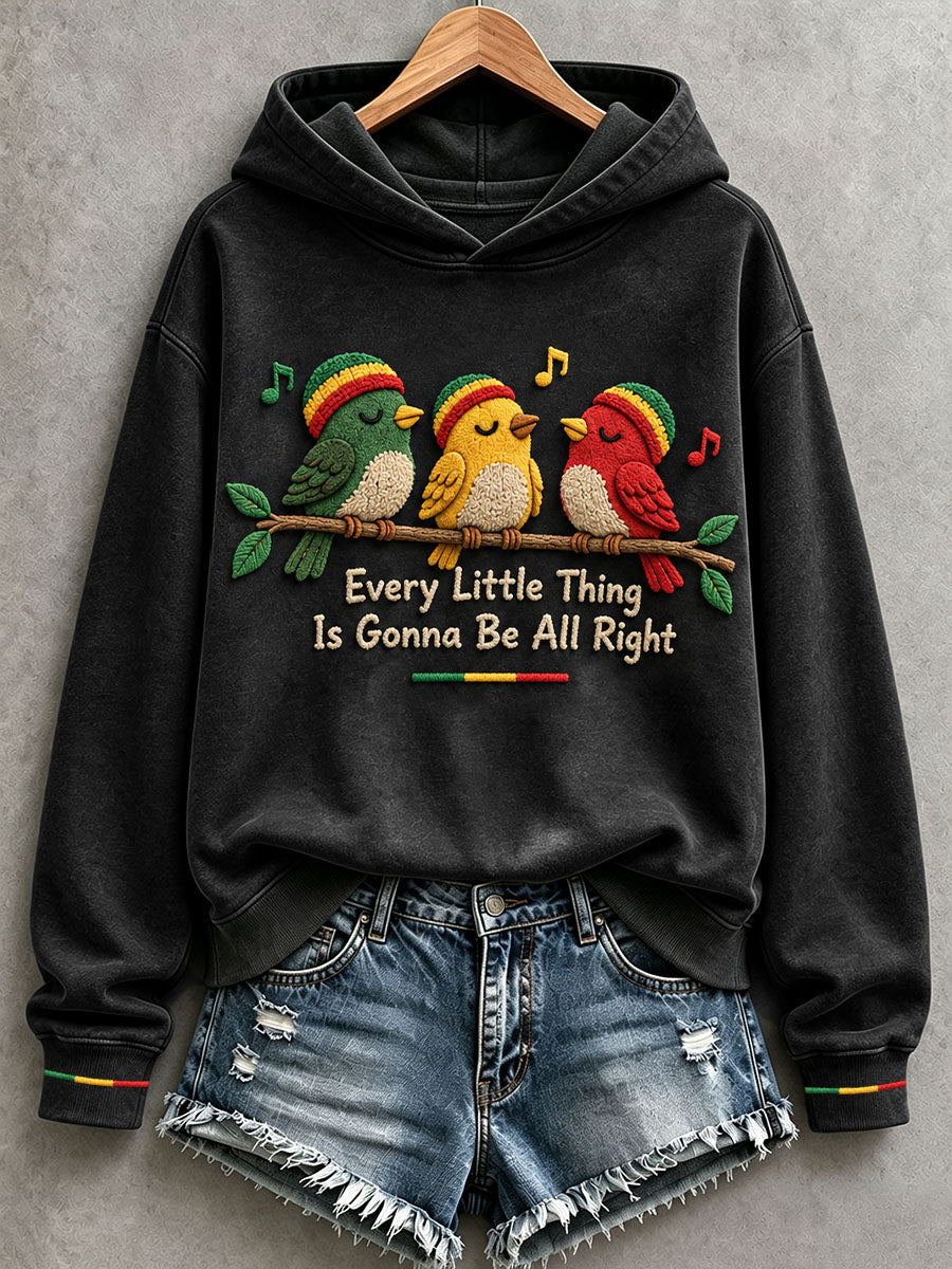 Dameshoodie met de tekst 'Every Little Thing Is Gonna Be All Right'