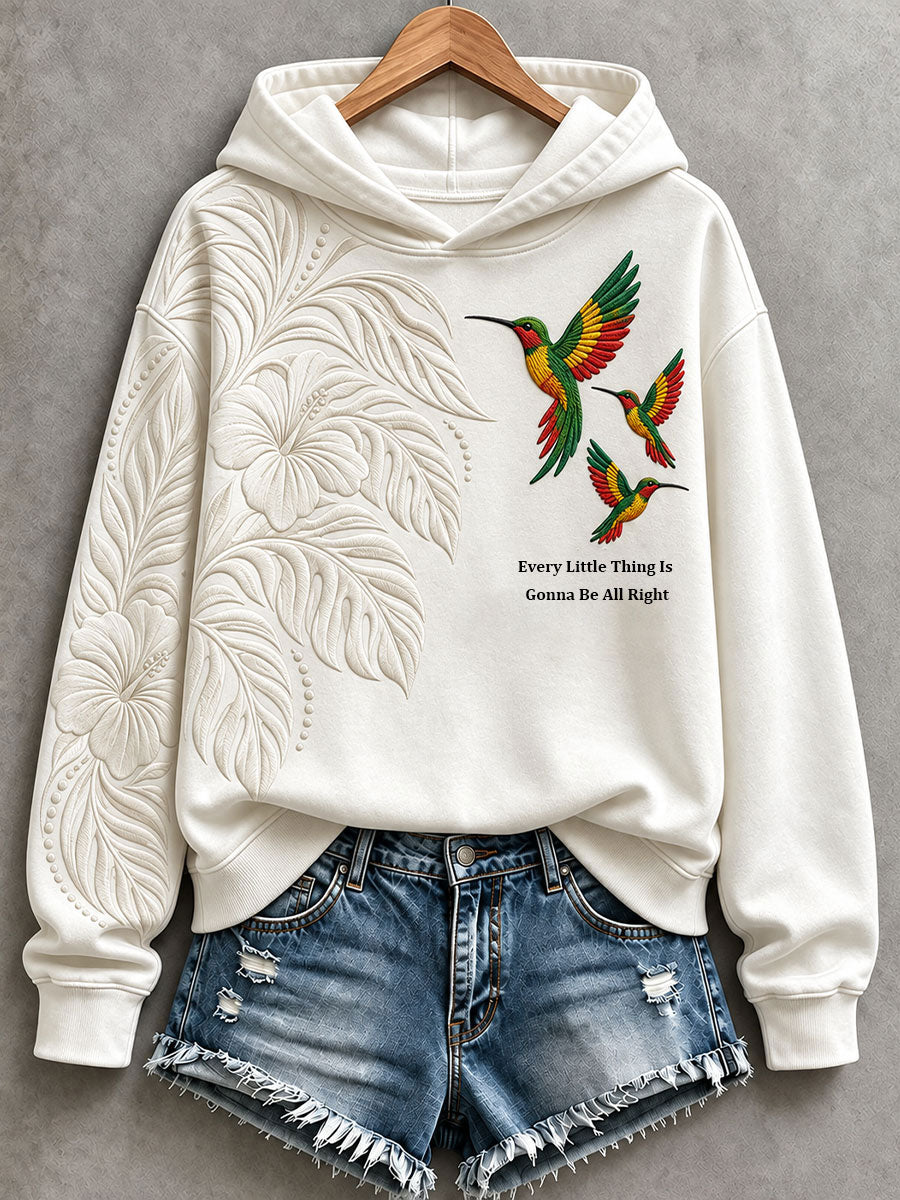 Dameshoodie met de tekst 'Every Little Thing Is Gonna Be All Right'