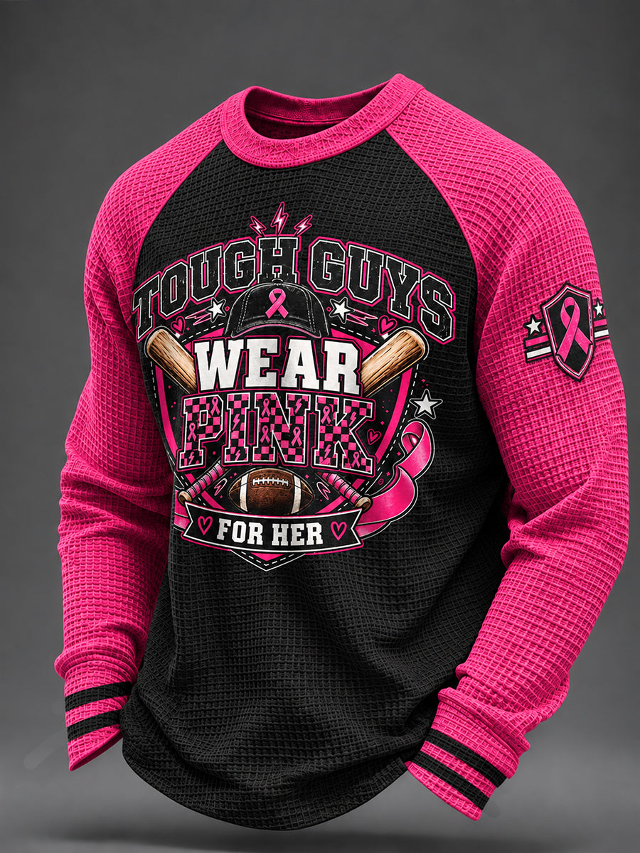 Herenborstkankerbewustzijn Ik draag roze voor haar wafelsweatshirt