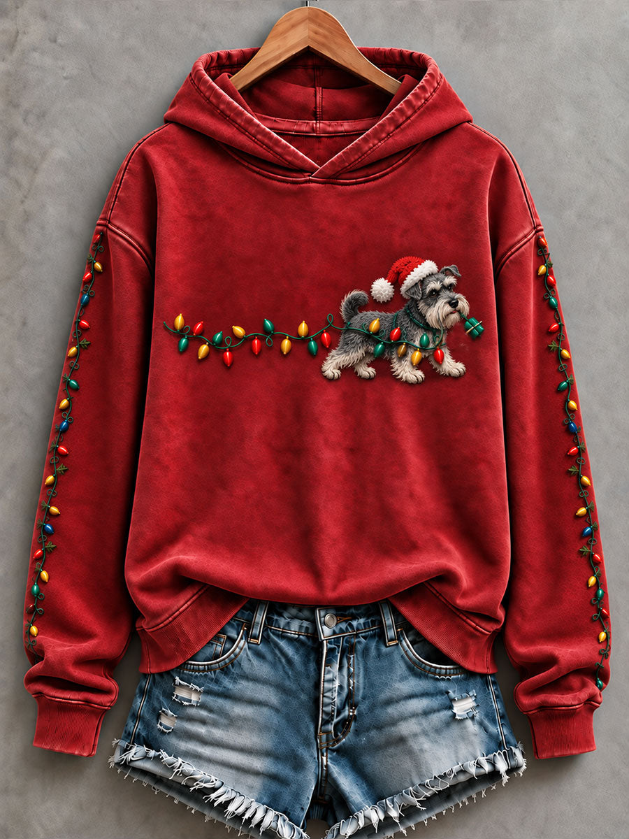 Dames kerst Kleurrijke Schnauzer Print Regelmatig Sweatshirt