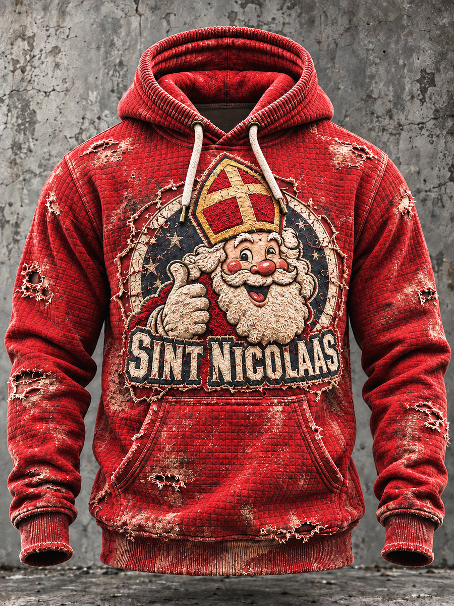 Retro print casual sweatshirt met capuchon voor heren