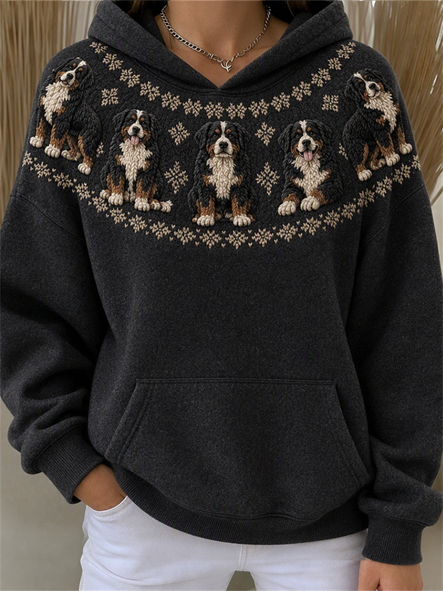 Vintage Berner berghonden Yoke Isle Print Hoodie voor dames