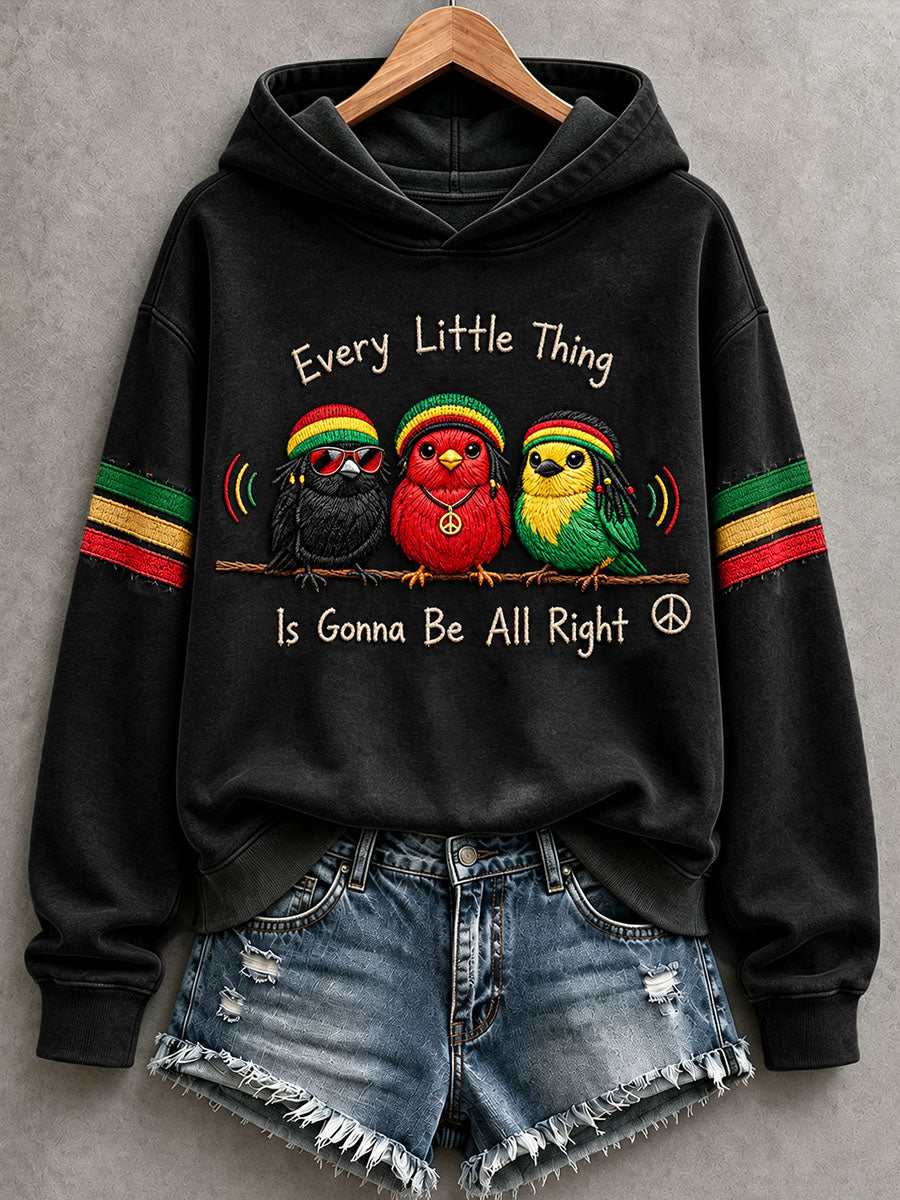 Dameshoodie met de tekst 'Every Little Thing Is Gonna Be All Right'