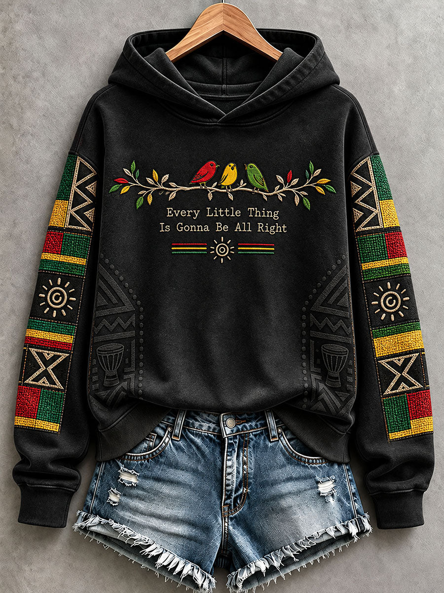 Dameshoodie met de tekst 'Every Little Thing Is Gonna Be All Right'