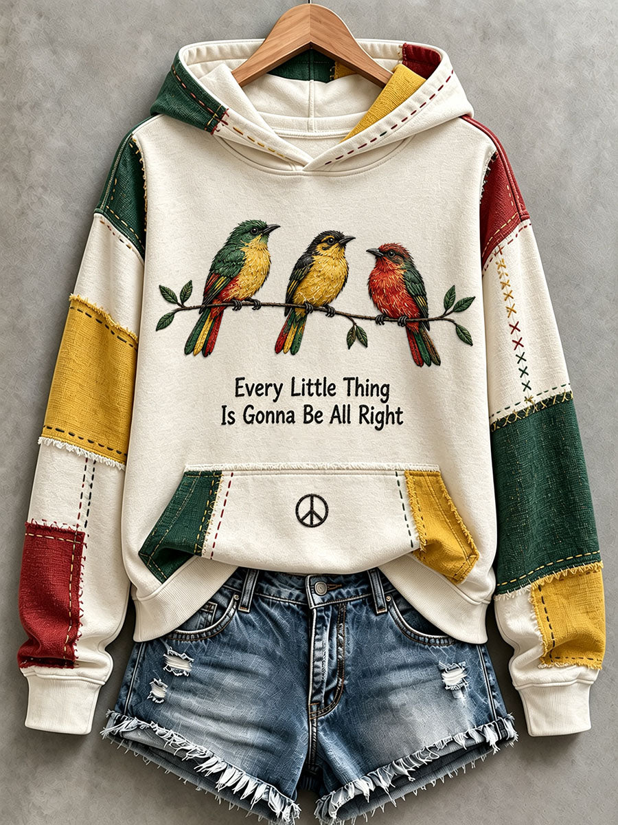 Dameshoodie met de tekst 'Every Little Thing Is Gonna Be All Right'