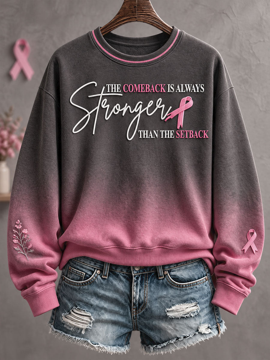 Bewustzijn van borstkanker voor dames Roze Sweatshirt met bloemenprint